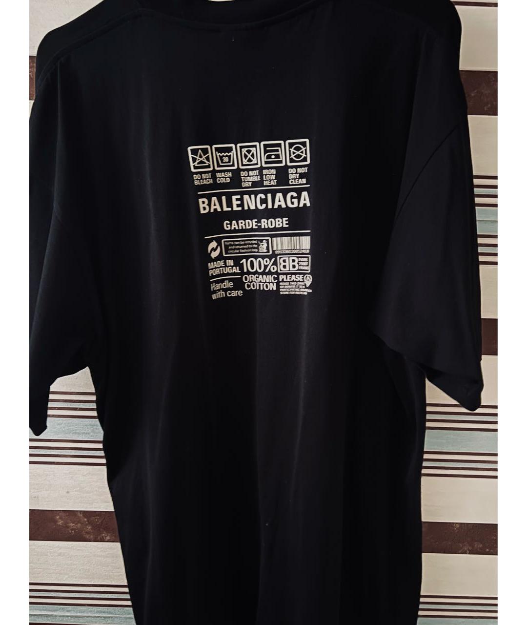 BALENCIAGA Черная хлопковая футболка, фото 6