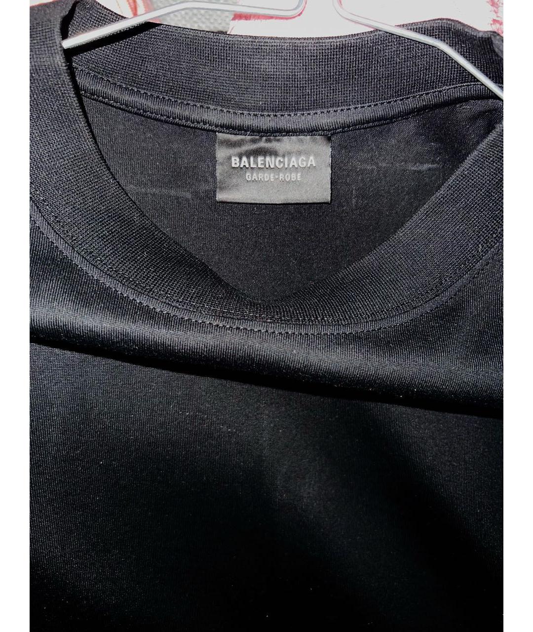 BALENCIAGA Черная хлопковая футболка, фото 3