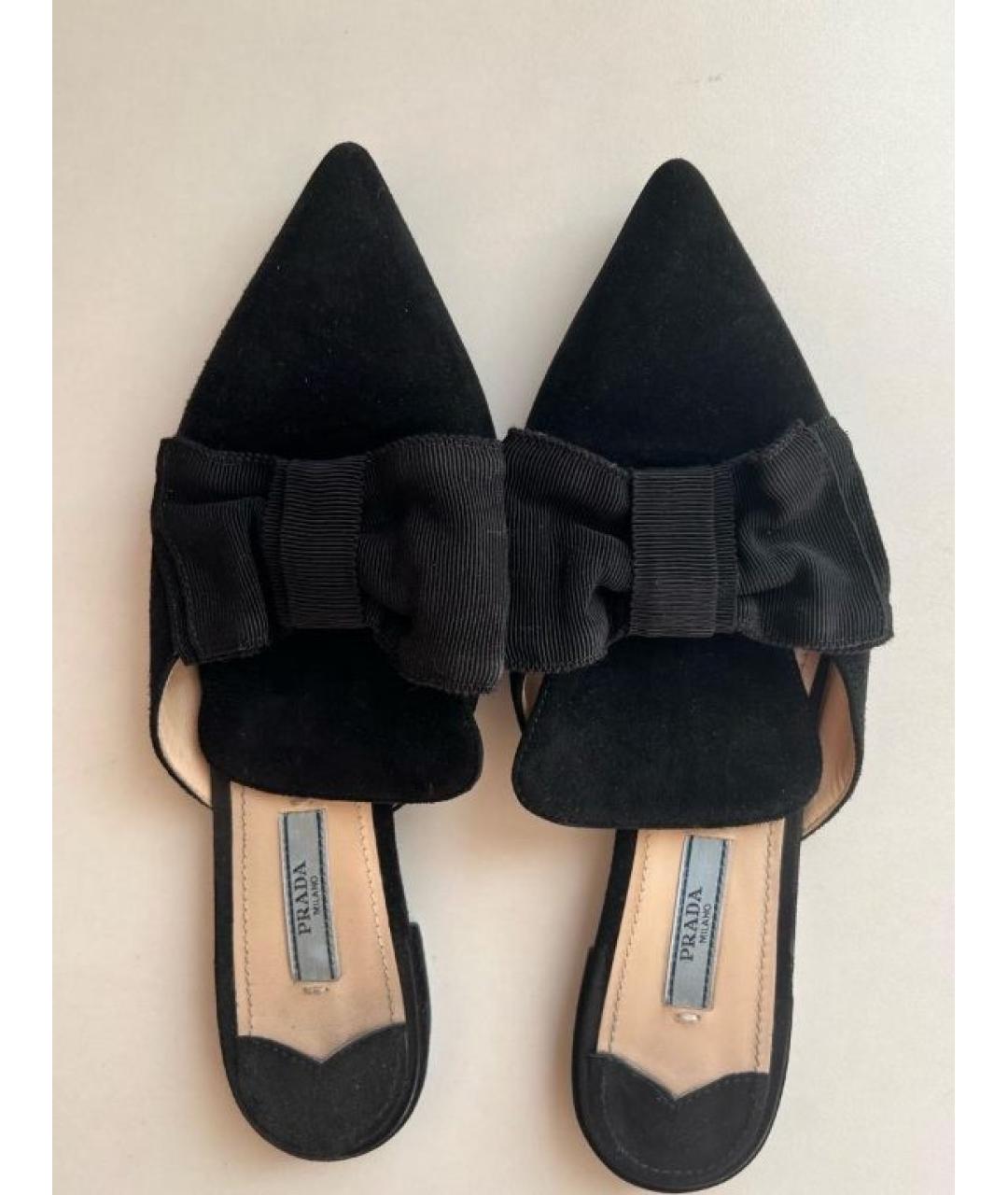 PRADA Черные замшевые сабо, фото 2