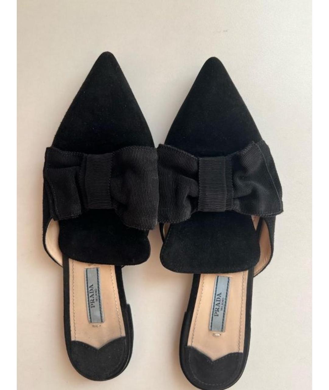 PRADA Черные замшевые сабо, фото 5