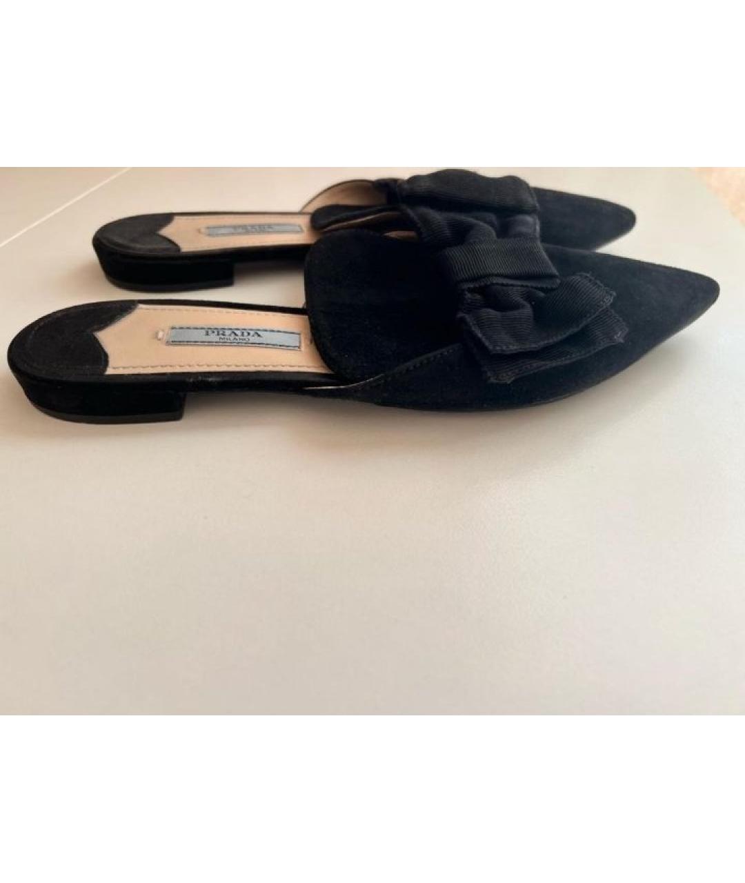 PRADA Черные замшевые сабо, фото 6