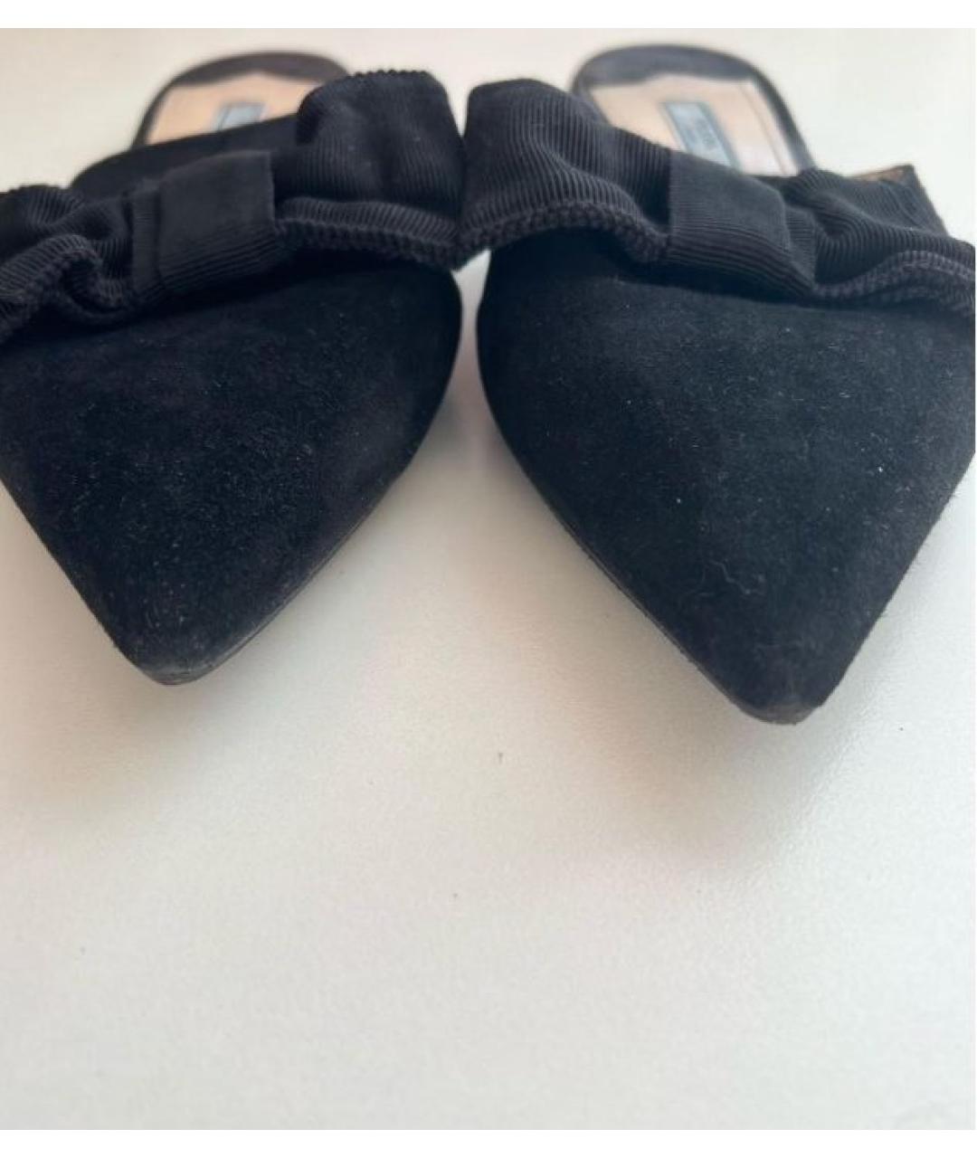 PRADA Черные замшевые сабо, фото 4