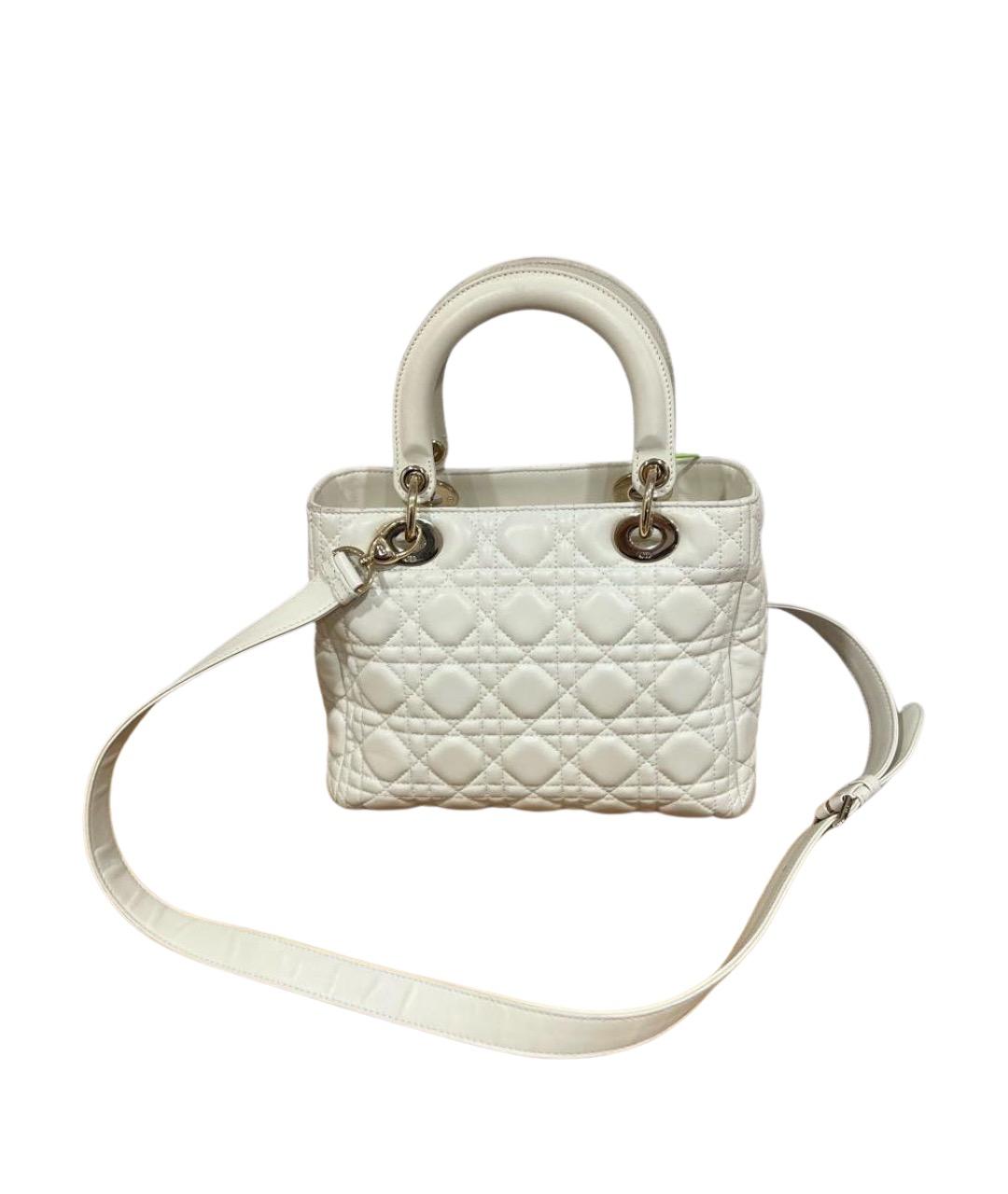 CHRISTIAN DIOR Белая кожаная сумка с короткими ручками, фото 5