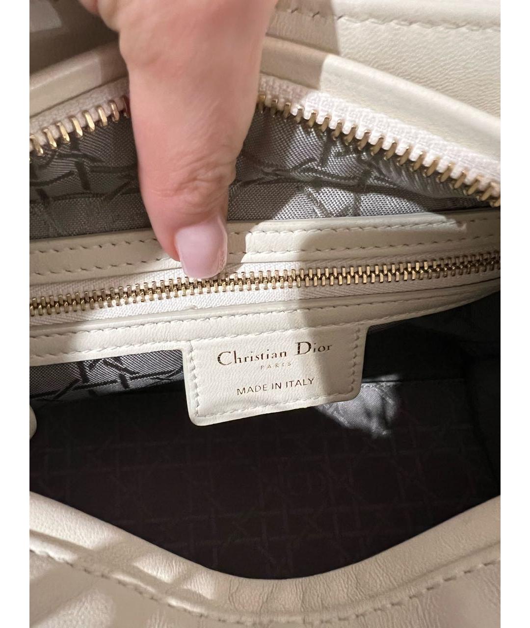 CHRISTIAN DIOR Белая кожаная сумка с короткими ручками, фото 4