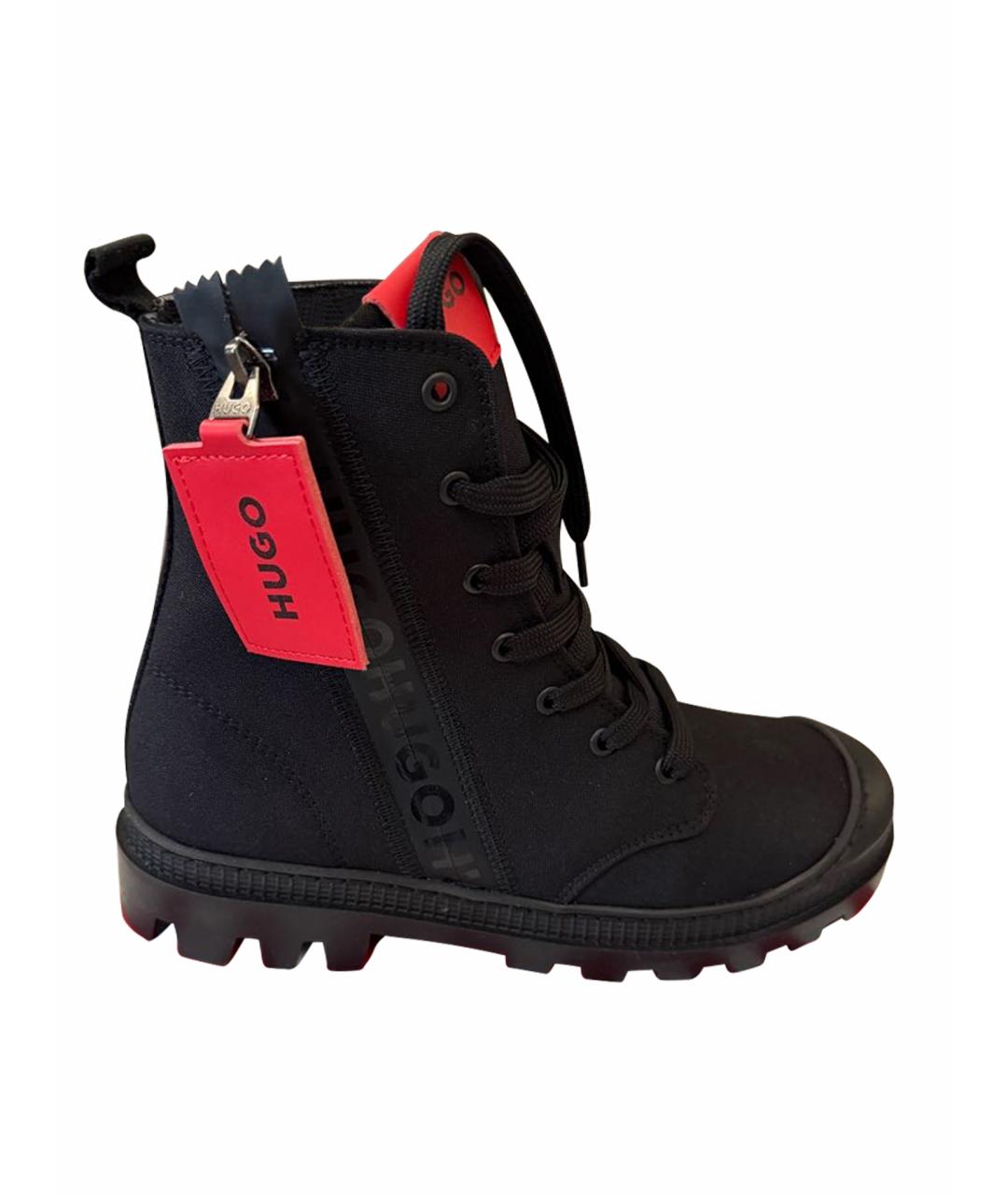 HUGO Черные синтетические ботинки, фото 1