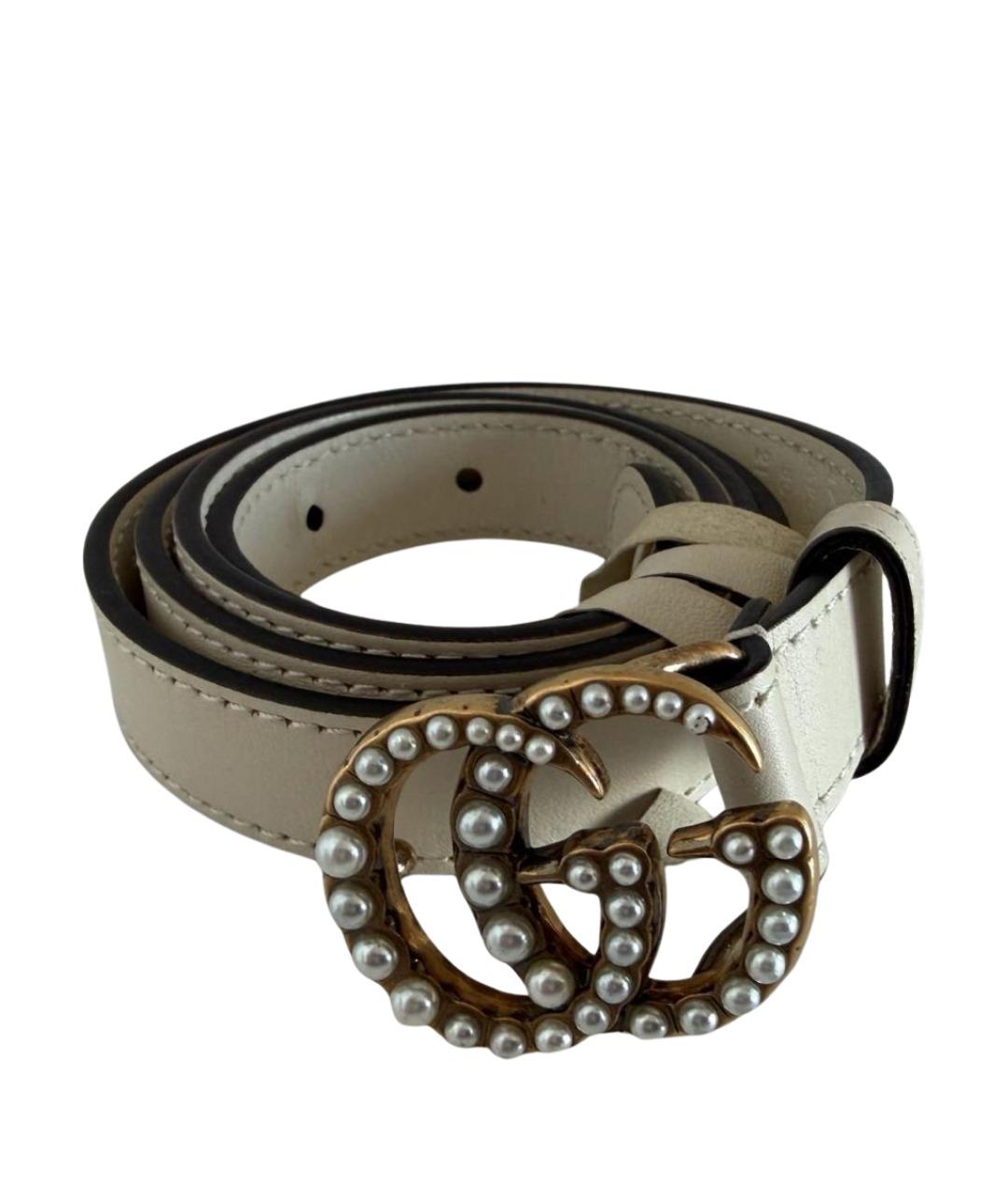 GUCCI Белый кожаный ремень, фото 1