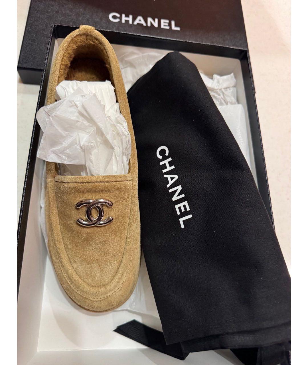 CHANEL Бежевые замшевые лоферы, фото 5