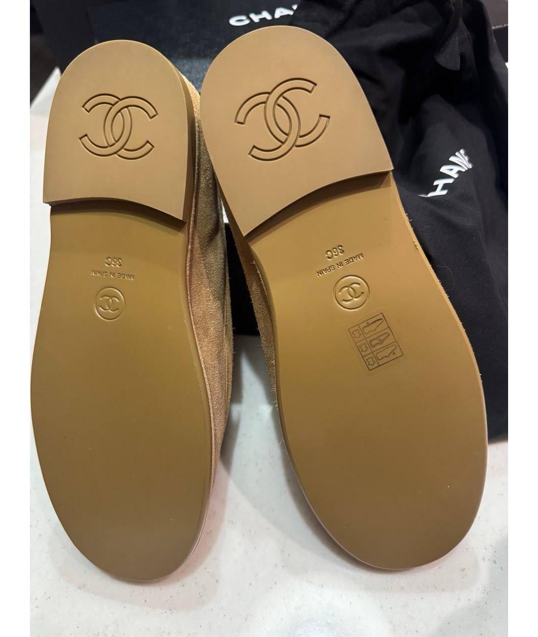 CHANEL Бежевые замшевые лоферы, фото 3