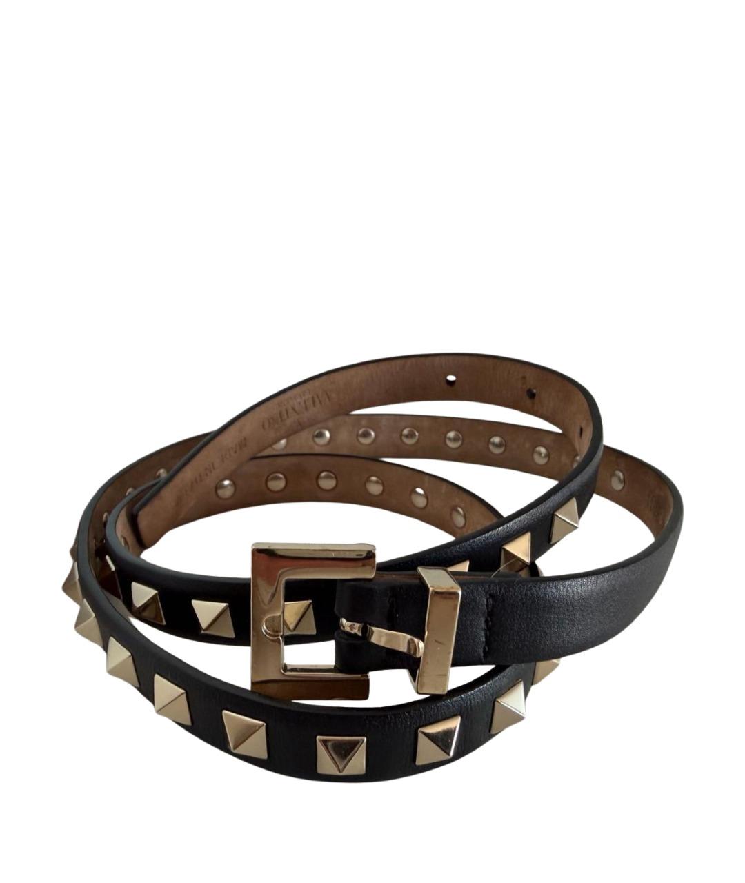 VALENTINO Черный кожаный ремень, фото 1