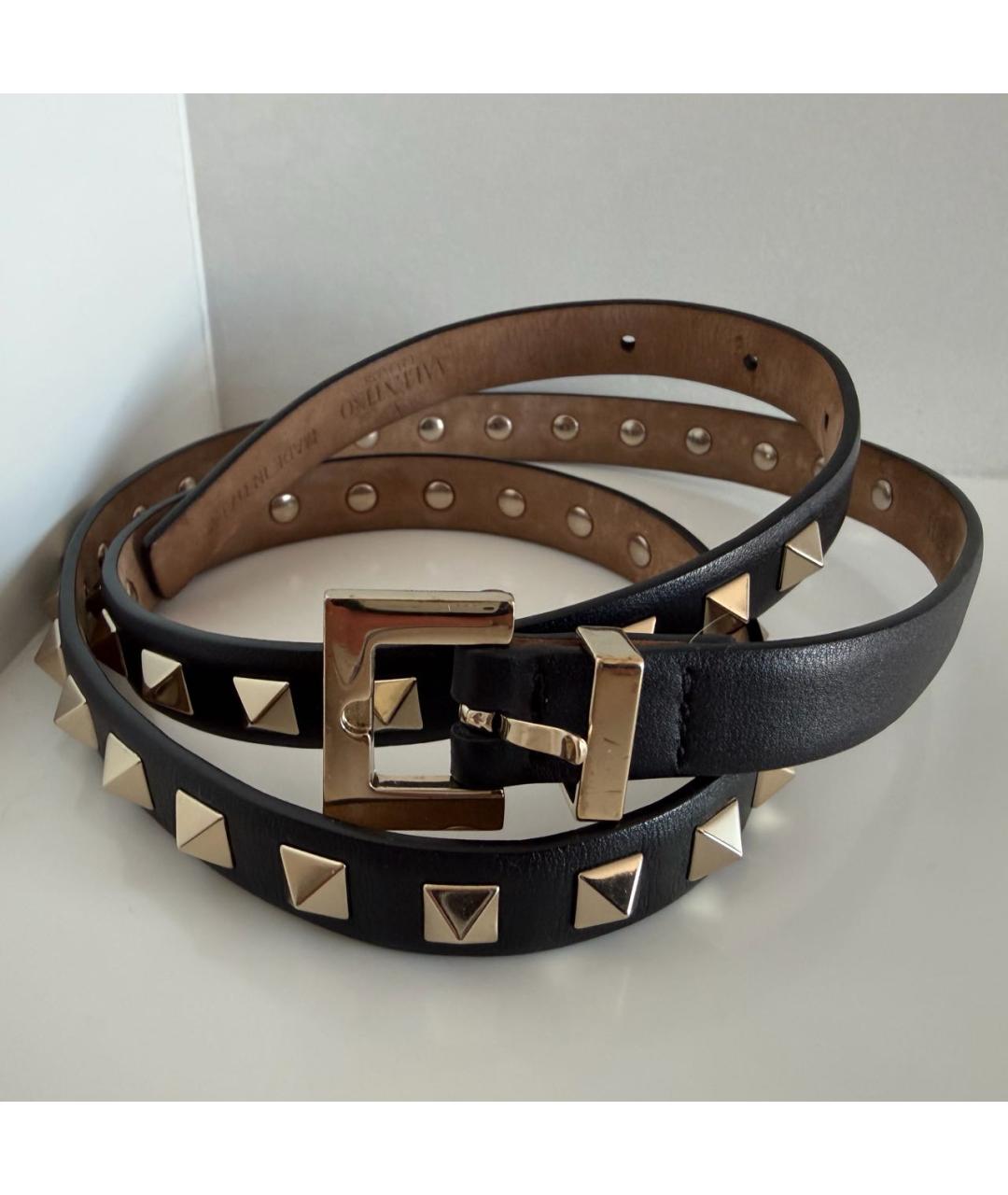 VALENTINO Черный кожаный ремень, фото 5