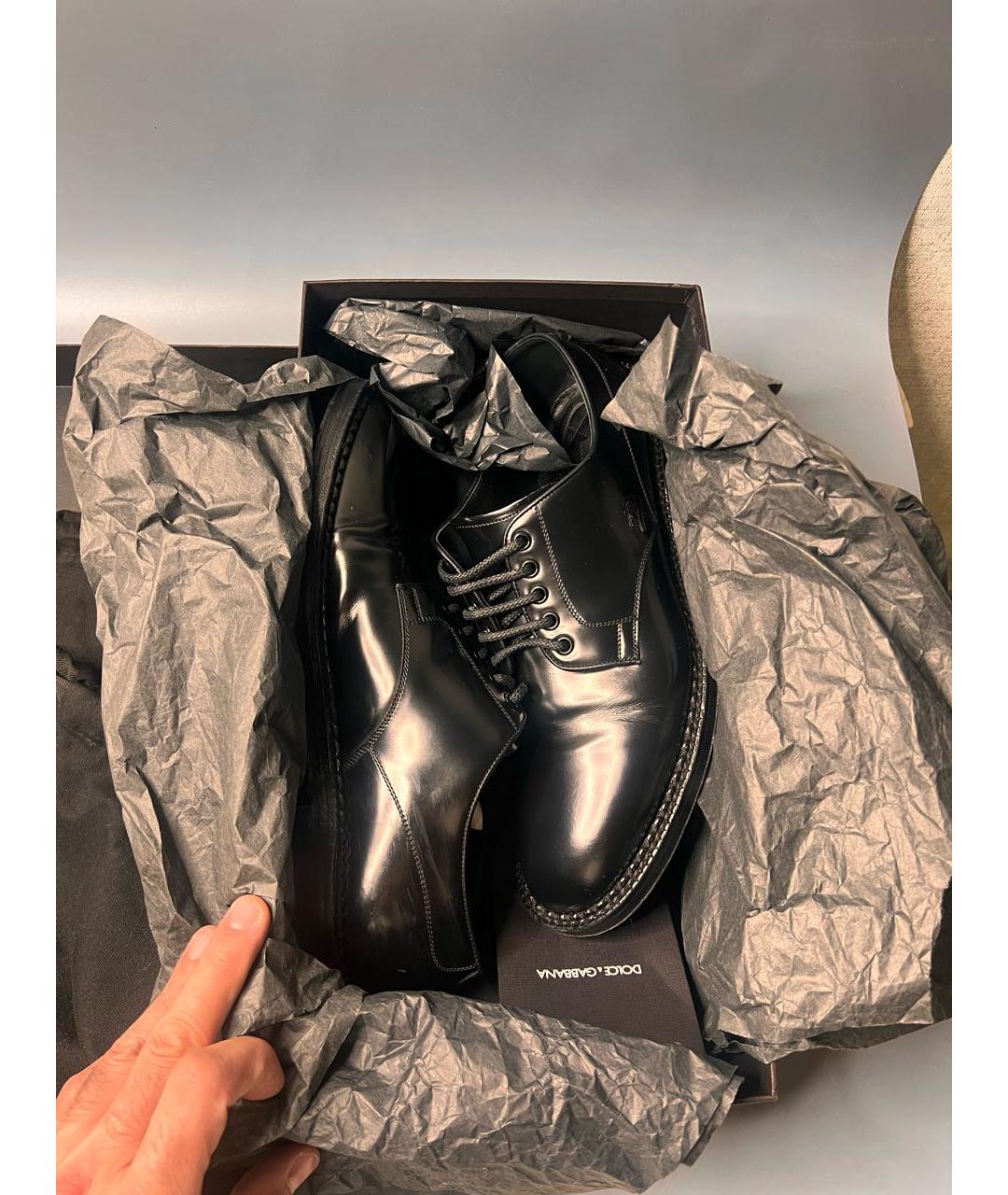 DOLCE&GABBANA Черные кожаные туфли, фото 6