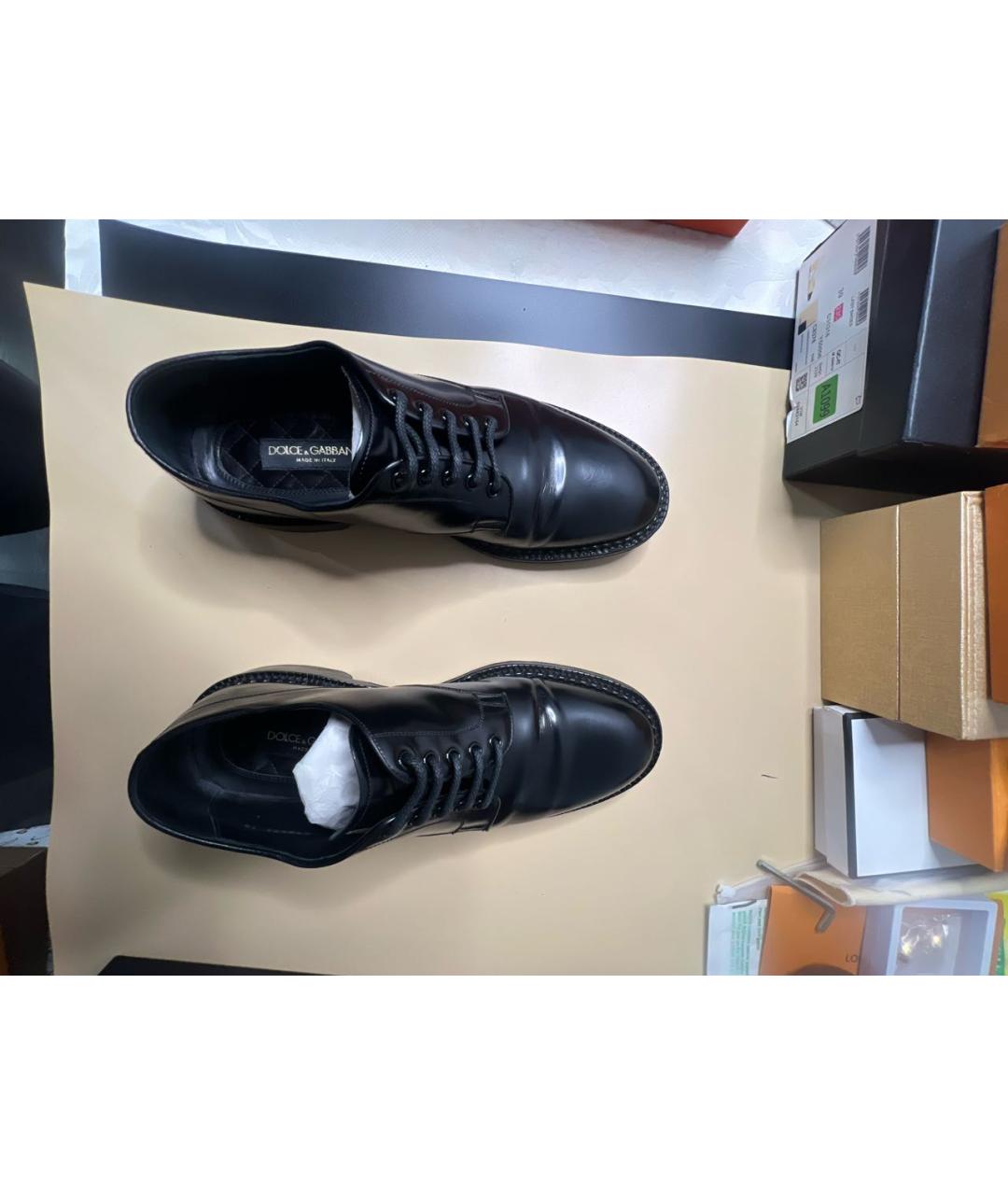 DOLCE&GABBANA Черные кожаные туфли, фото 3