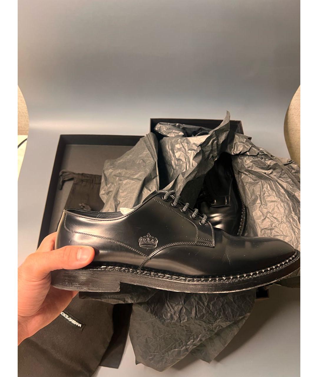 DOLCE&GABBANA Черные кожаные туфли, фото 4