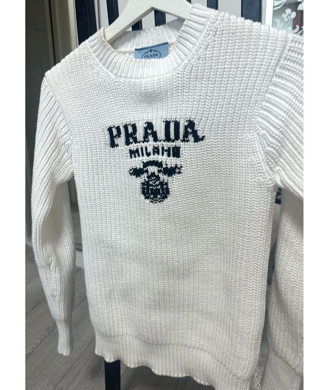 PRADA Белый хлопковый джемпер / свитер, фото 2