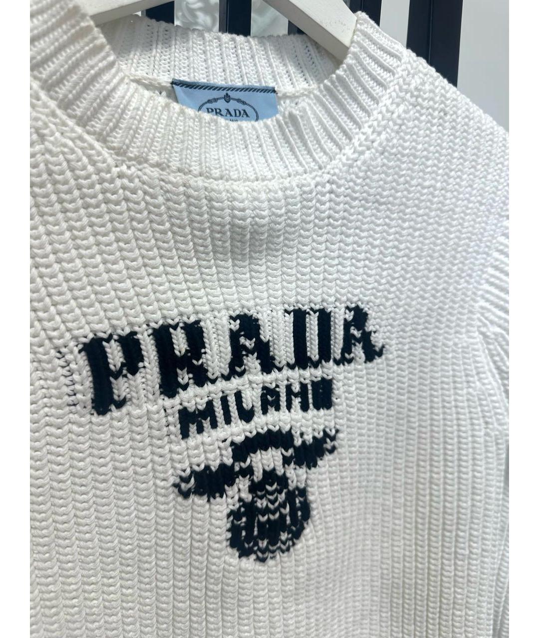 PRADA Белый хлопковый джемпер / свитер, фото 3