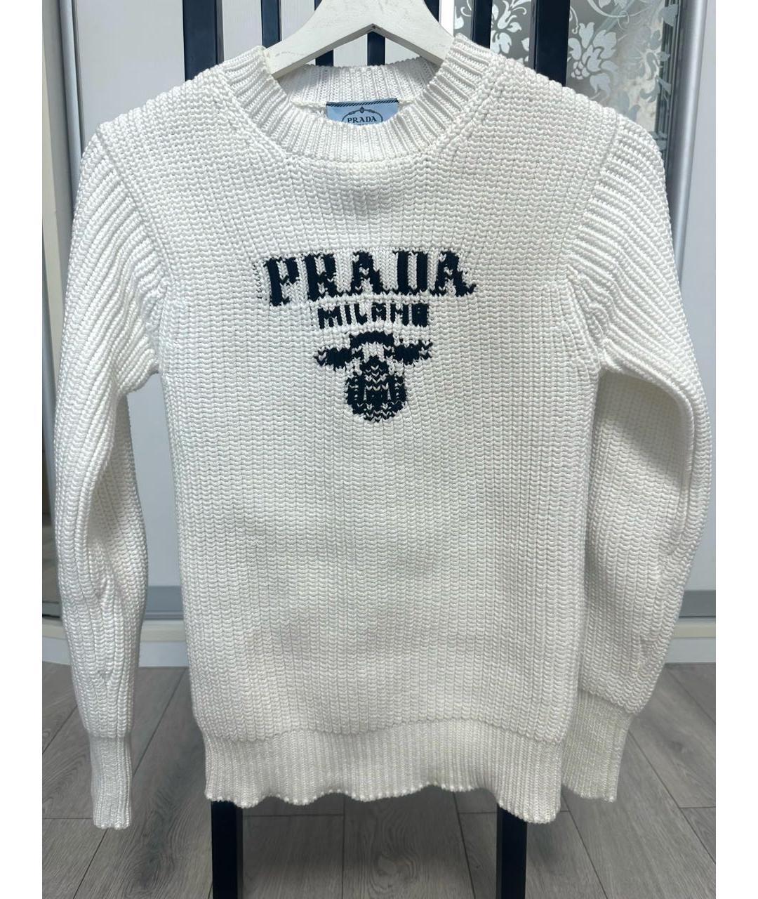 PRADA Белый хлопковый джемпер / свитер, фото 8