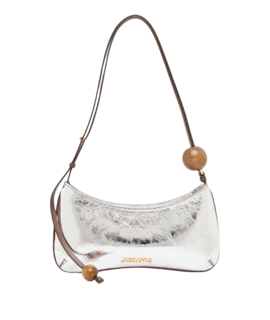 JACQUEMUS Серебряная кожаная сумка с короткими ручками, фото 1