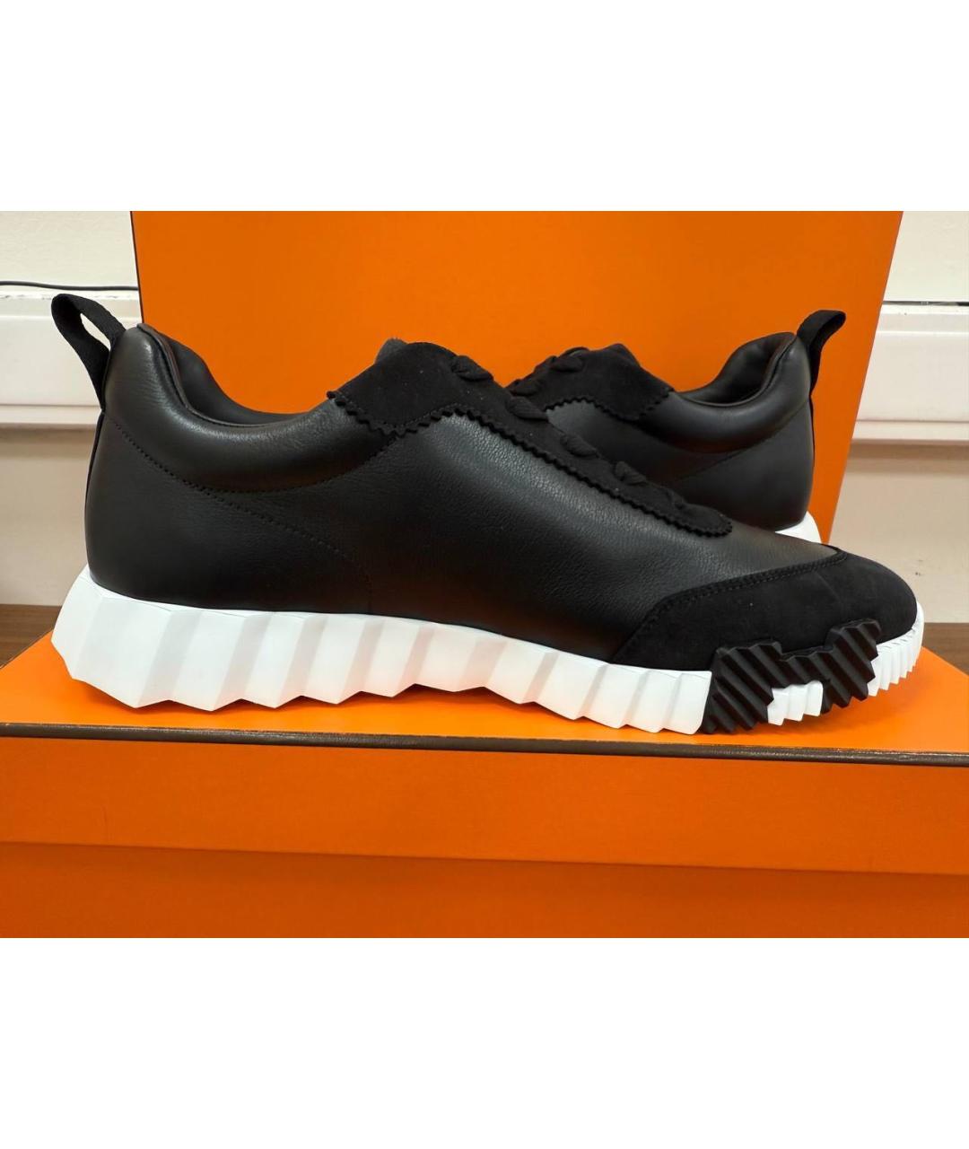 HERMES Черные кожаные низкие кроссовки / кеды, фото 7
