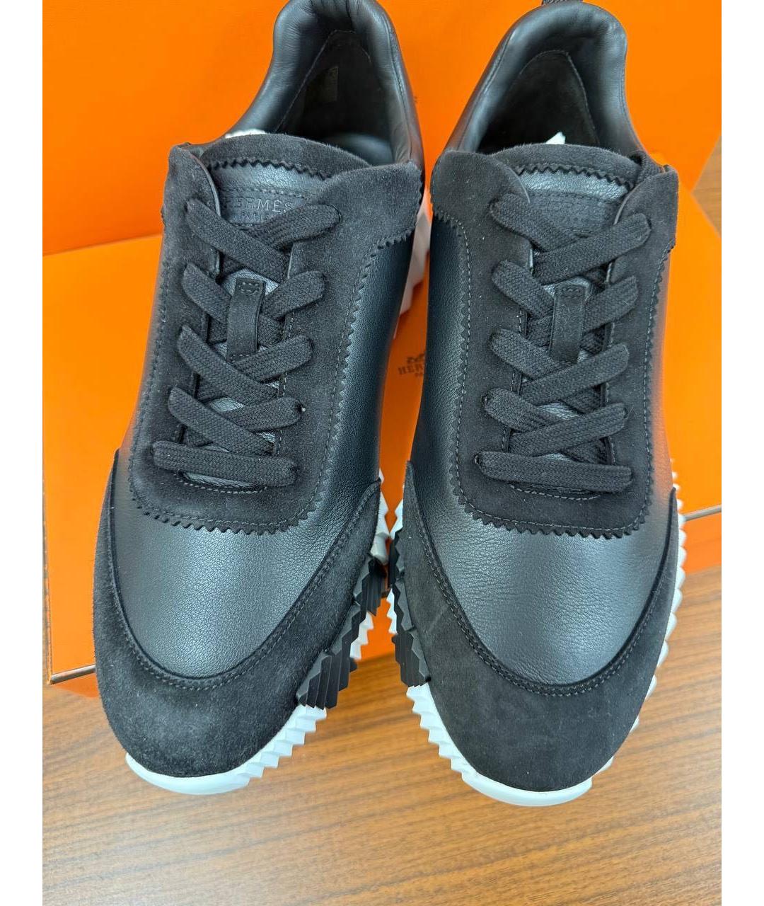 HERMES Черные кожаные низкие кроссовки / кеды, фото 5