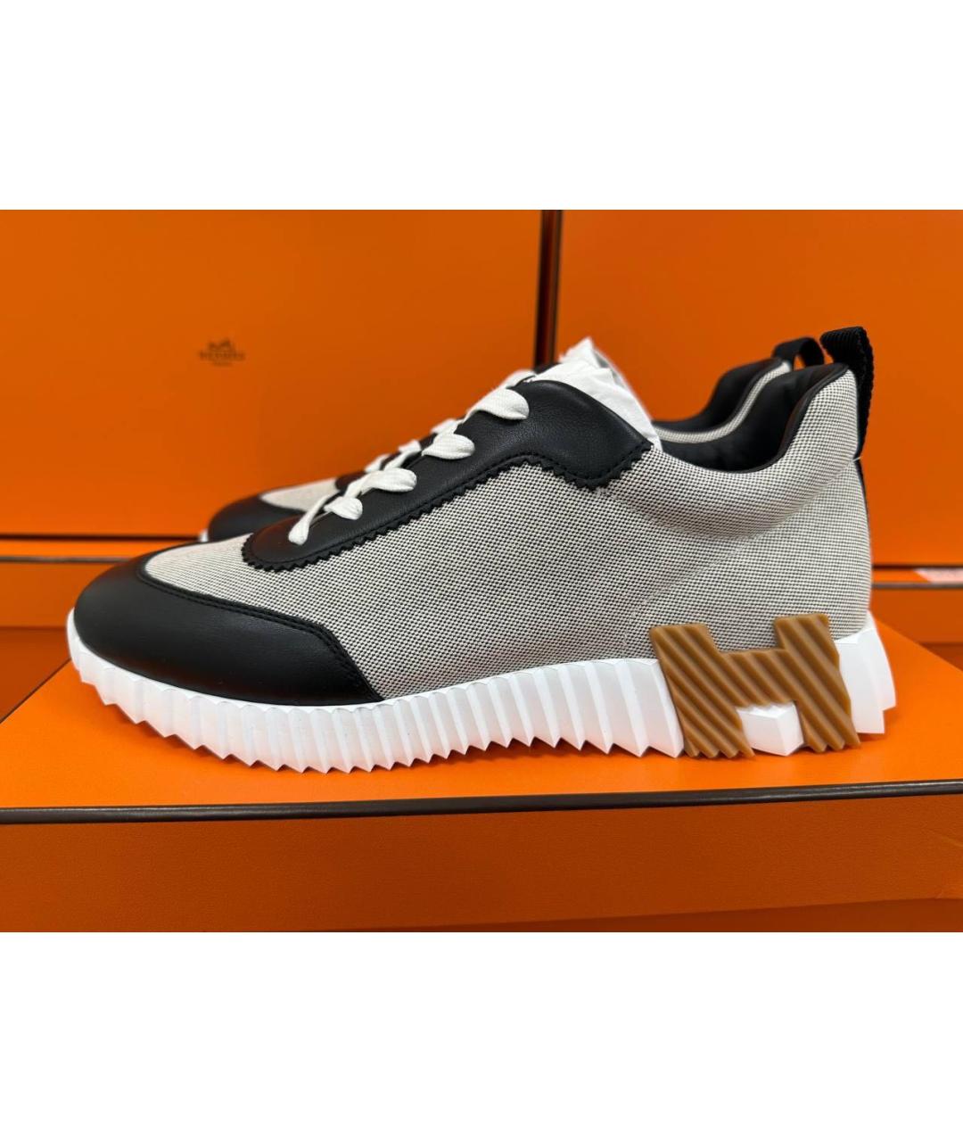 HERMES Серые кожаные низкие кроссовки / кеды, фото 7