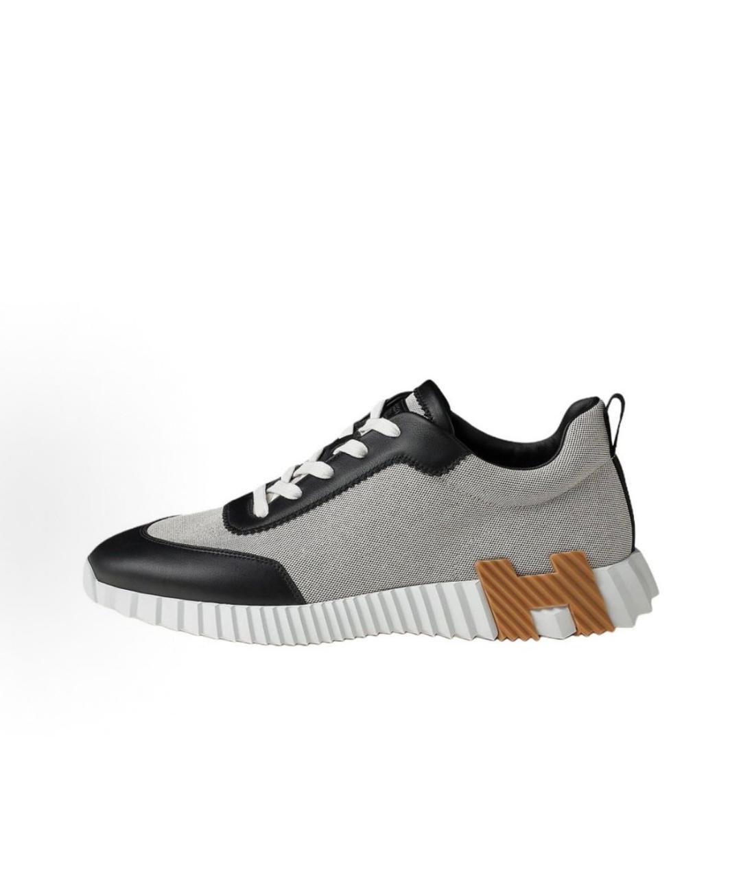 HERMES Серые кожаные низкие кроссовки / кеды, фото 2