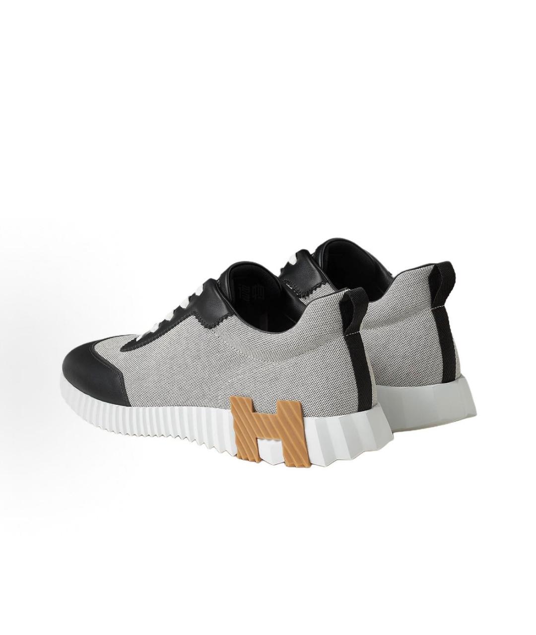 HERMES Серые кожаные низкие кроссовки / кеды, фото 3