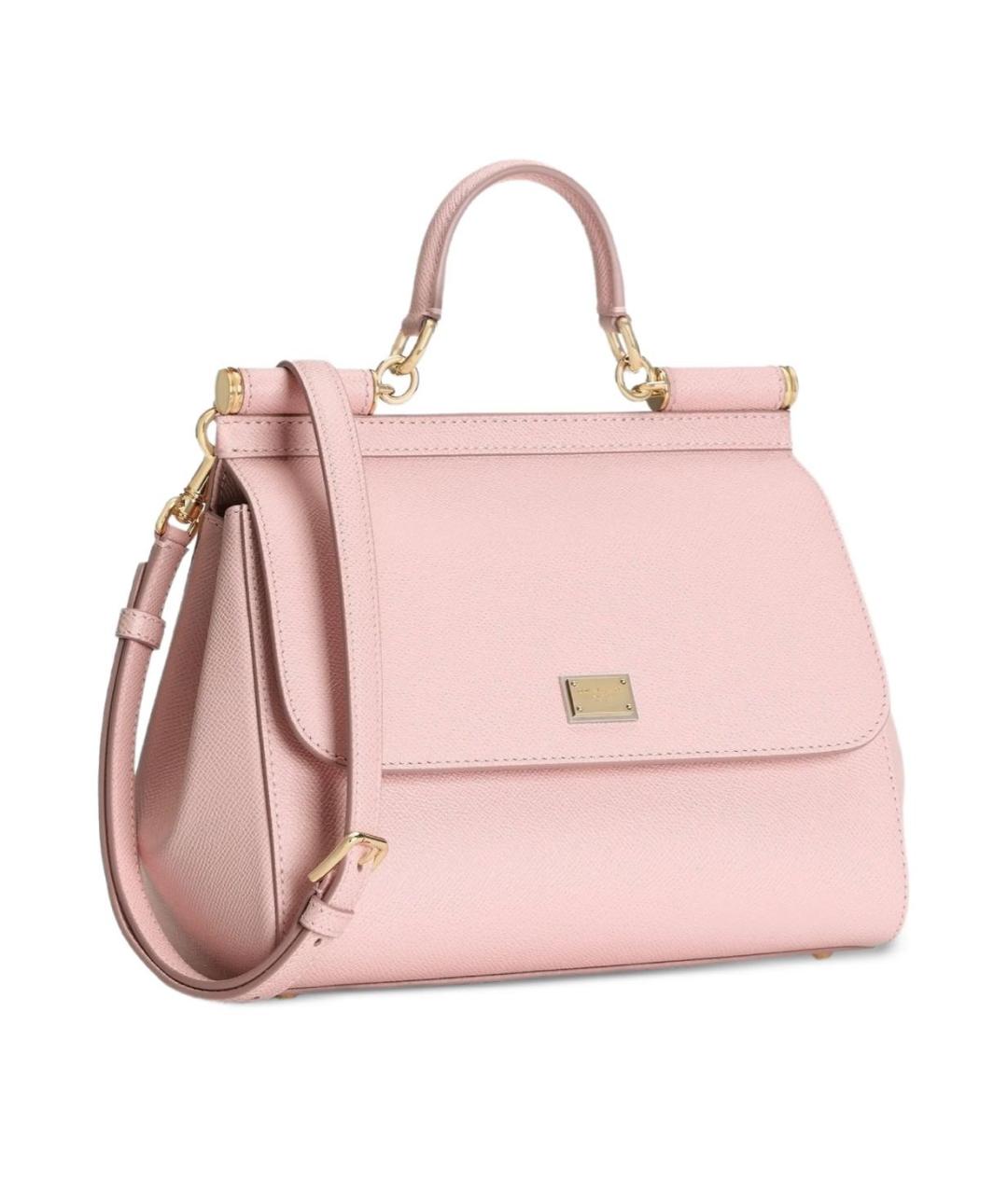 DOLCE&GABBANA Розовая кожаная сумка через плечо, фото 2