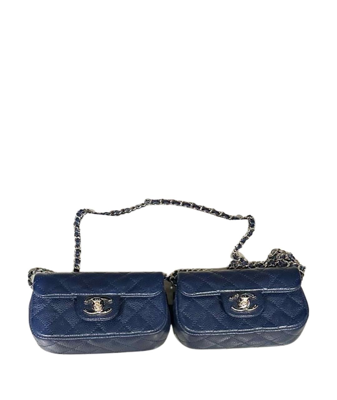 CHANEL Темно-синяя кожаная сумка через плечо, фото 1
