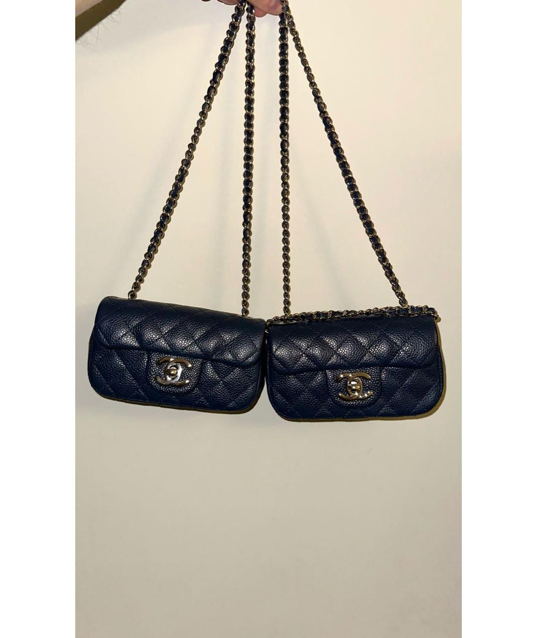 CHANEL Темно-синяя кожаная сумка через плечо, фото 7