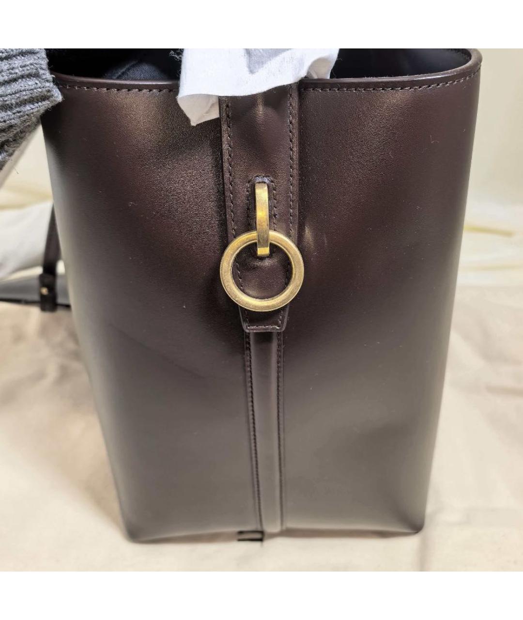 SAINT LAURENT Коричневая кожаная сумка через плечо, фото 5