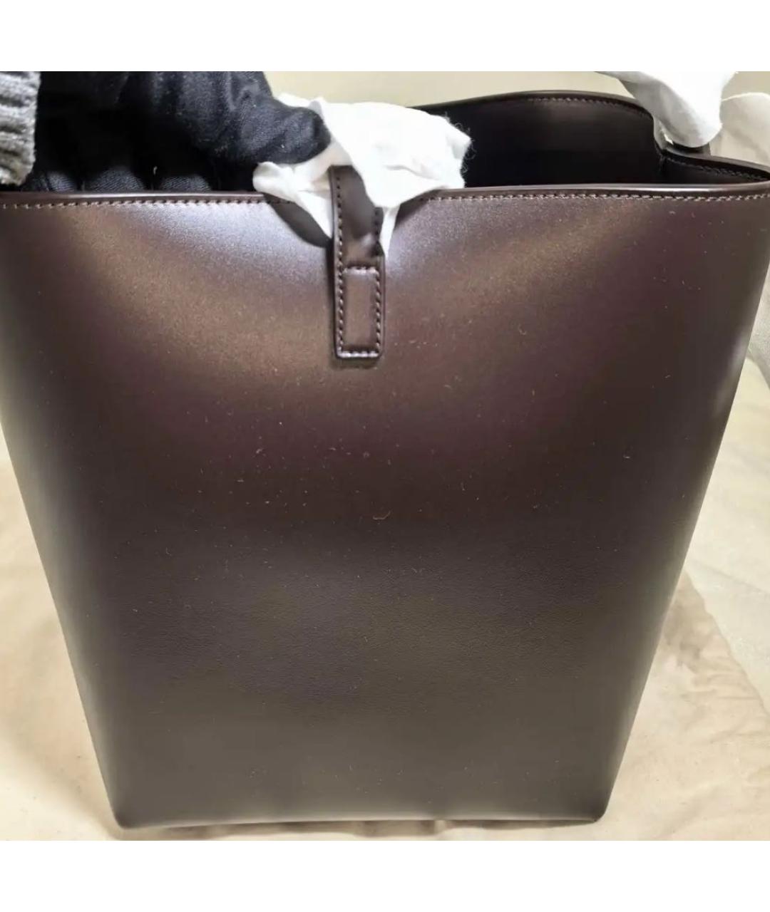 SAINT LAURENT Коричневая кожаная сумка через плечо, фото 3