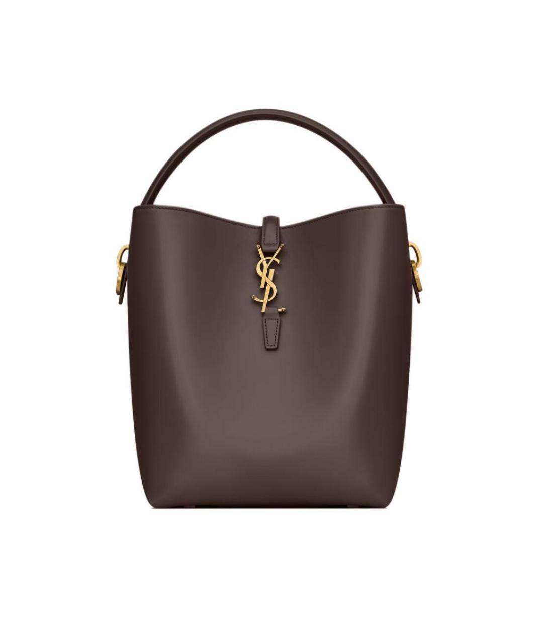 SAINT LAURENT Коричневая кожаная сумка через плечо, фото 8