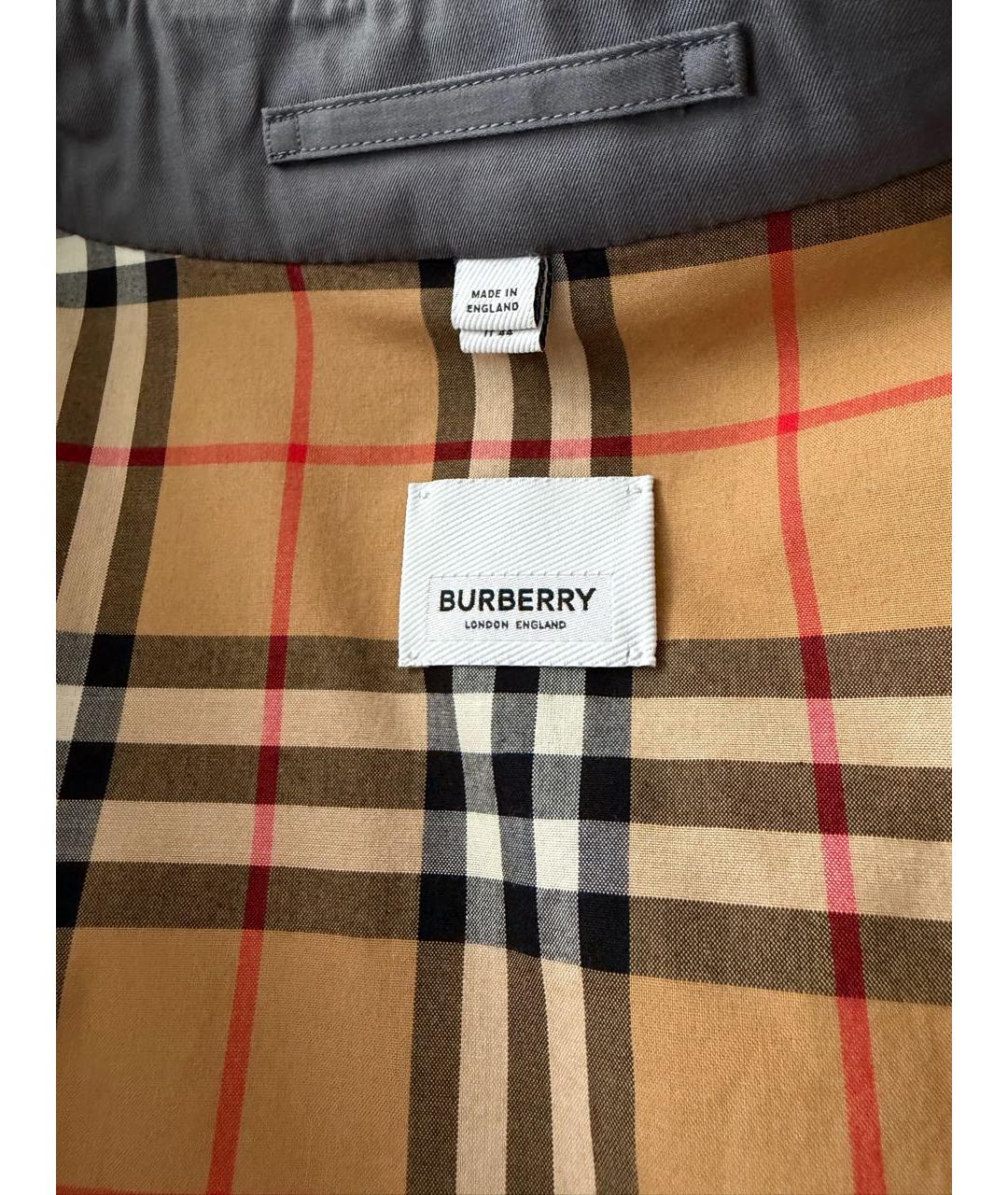 BURBERRY Антрацитовый хлопковый тренч/плащ, фото 3