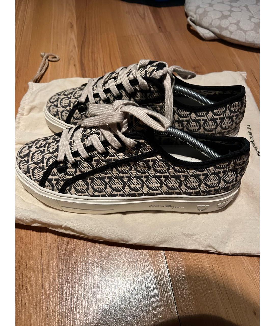 FERRAGAMO Белые текстильные низкие кроссовки / кеды, фото 7