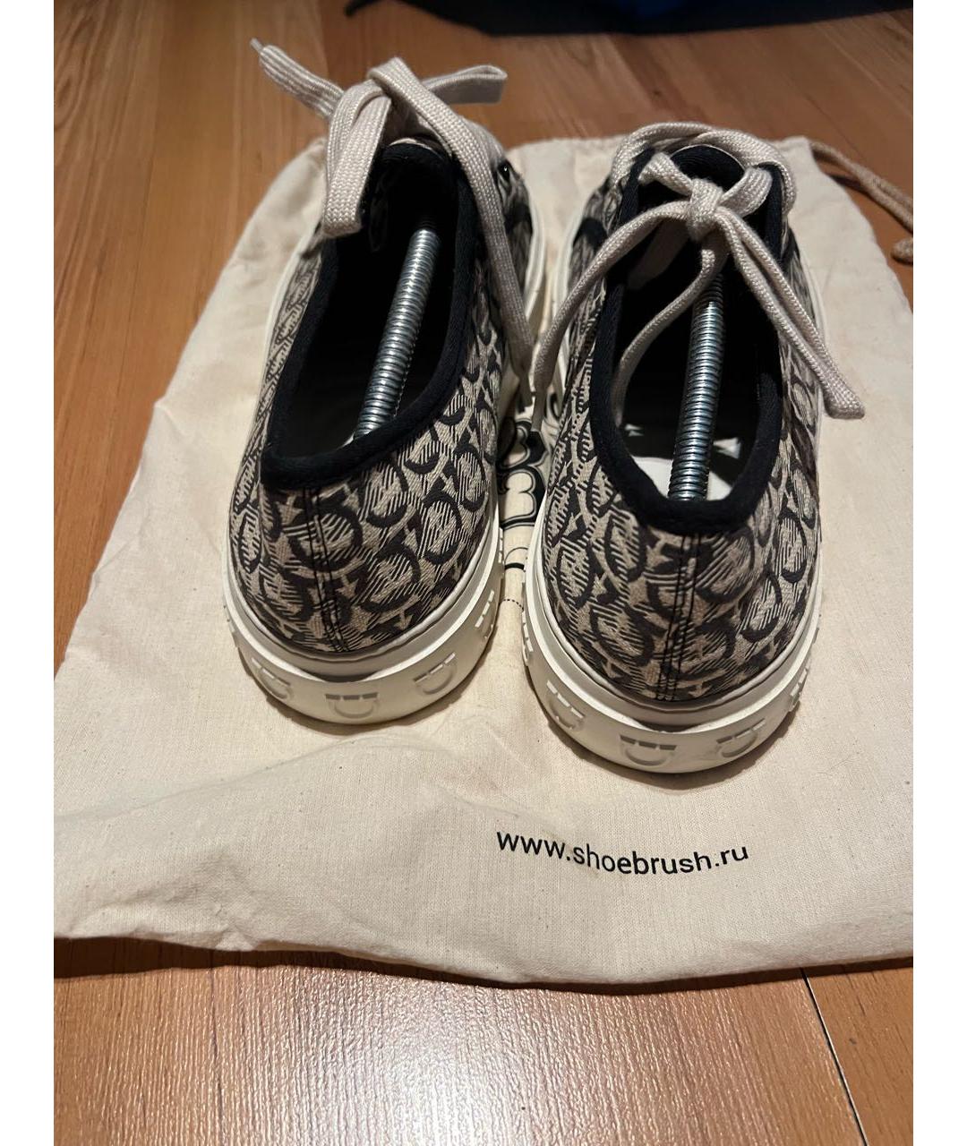 FERRAGAMO Белые текстильные низкие кроссовки / кеды, фото 4