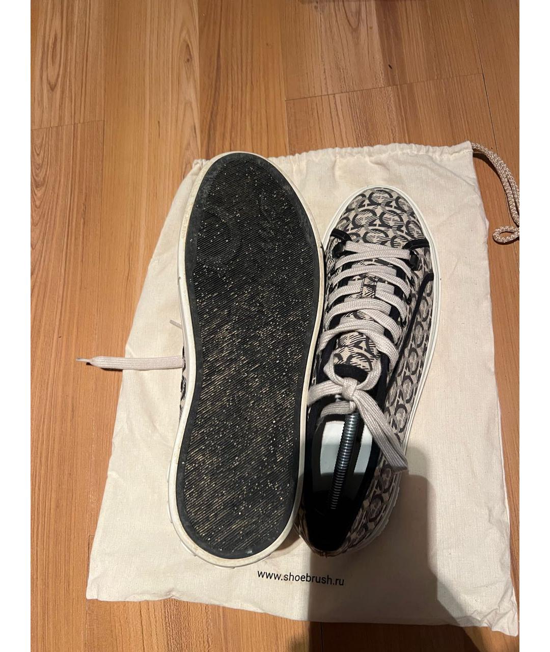 FERRAGAMO Белые текстильные низкие кроссовки / кеды, фото 3