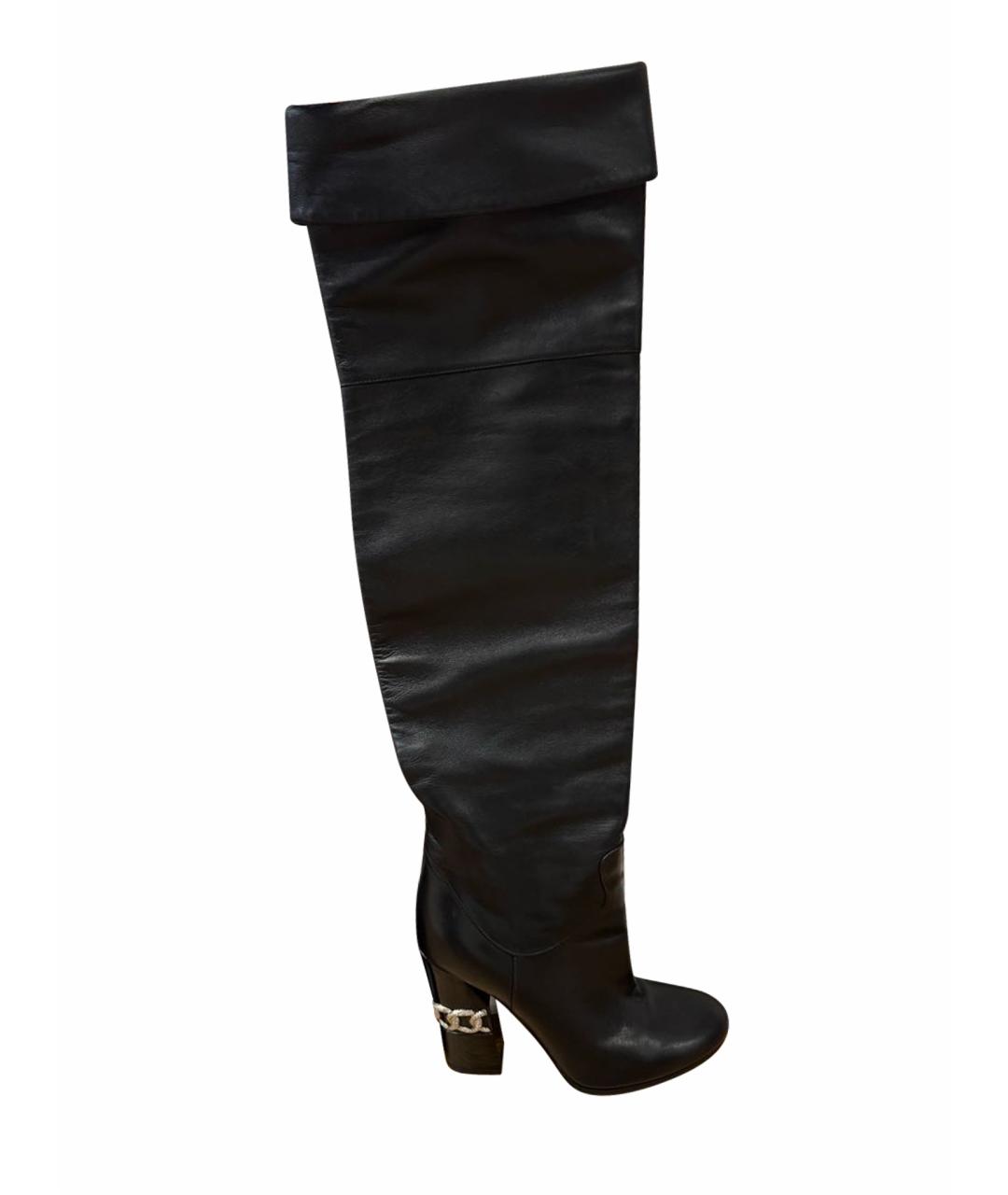 CASADEI Черные кожаные ботфорты, фото 1