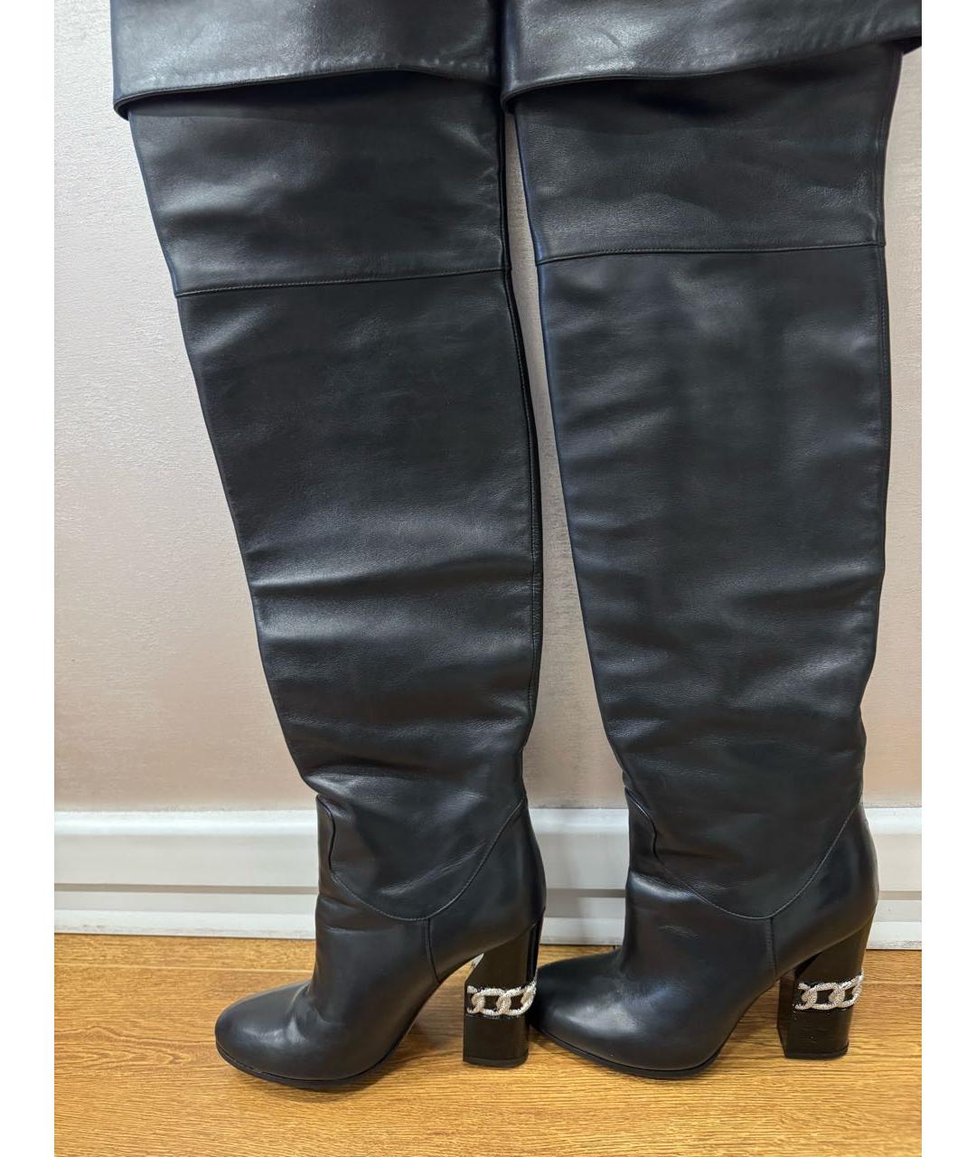 CASADEI Черные кожаные ботфорты, фото 2