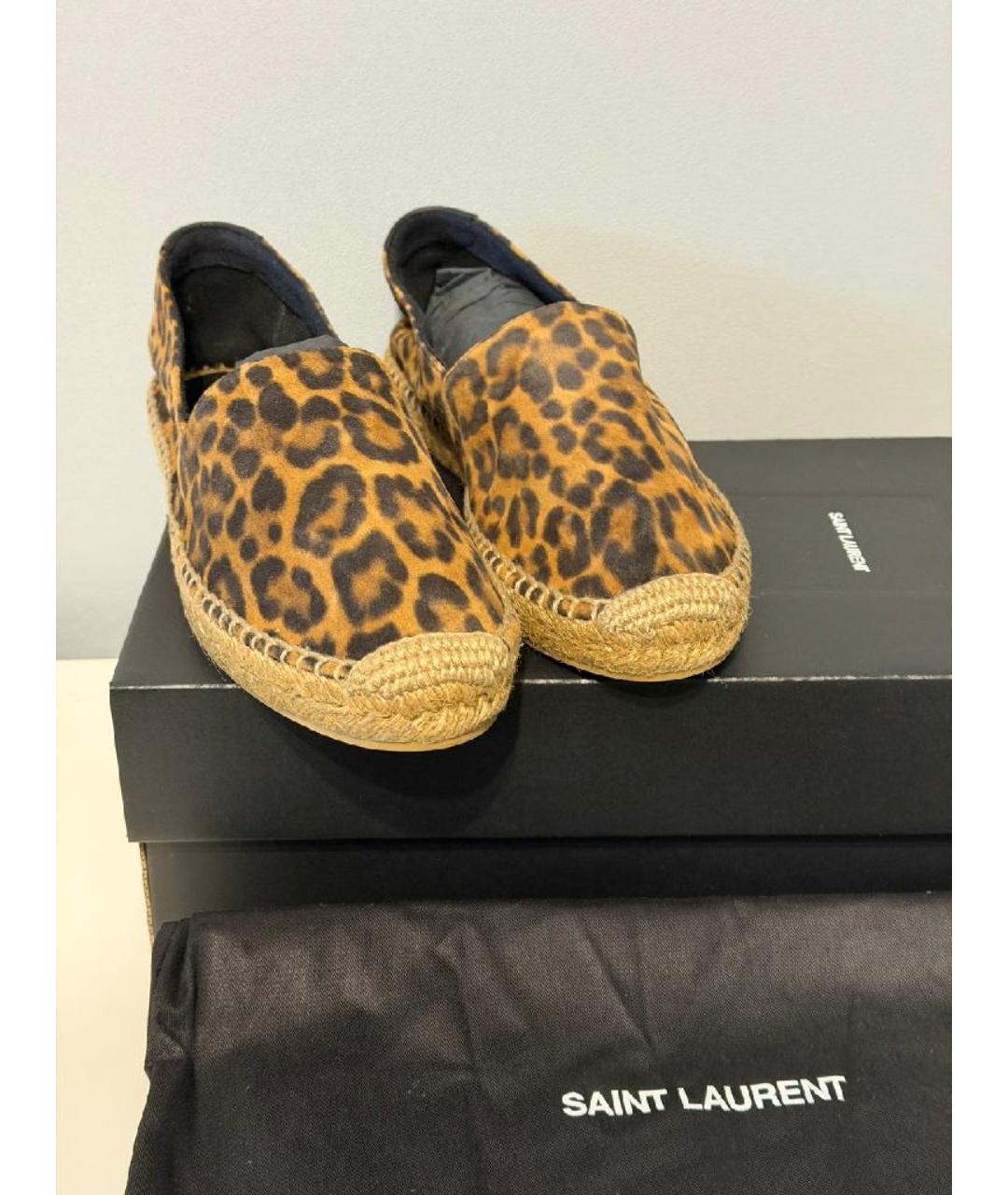 SAINT LAURENT Коричневые текстильные эспадрильи, фото 2