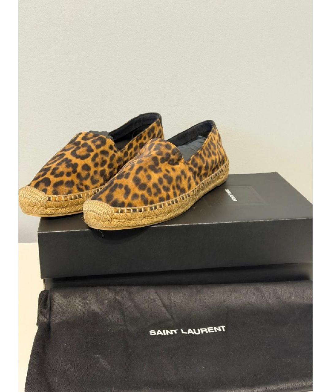 SAINT LAURENT Коричневые текстильные эспадрильи, фото 6