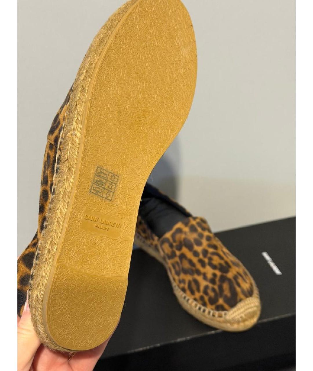 SAINT LAURENT Коричневые текстильные эспадрильи, фото 5