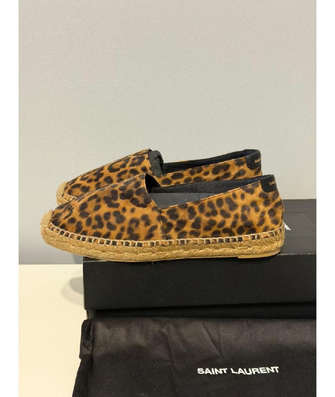 SAINT LAURENT Коричневые текстильные эспадрильи, фото 7