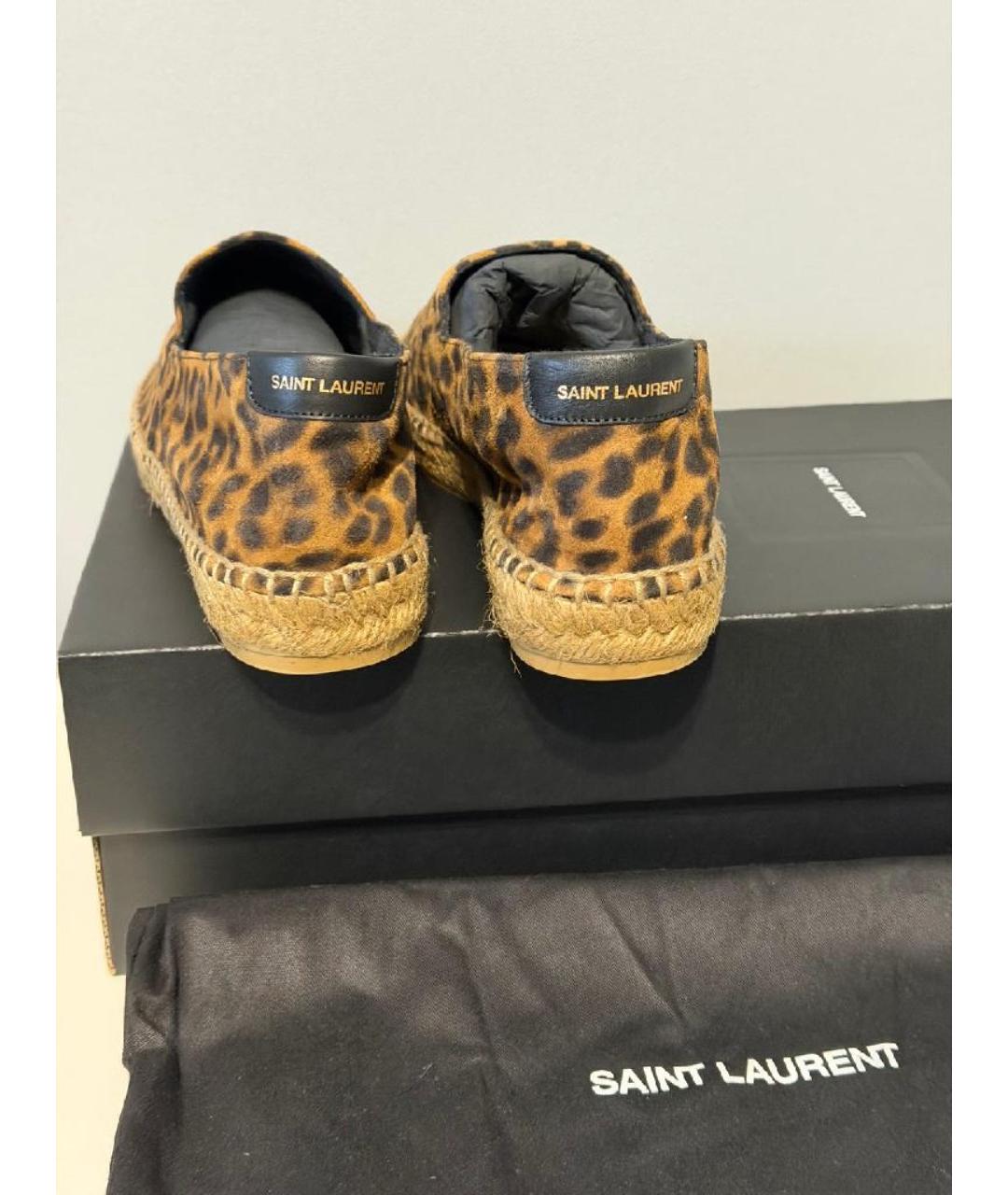 SAINT LAURENT Коричневые текстильные эспадрильи, фото 4