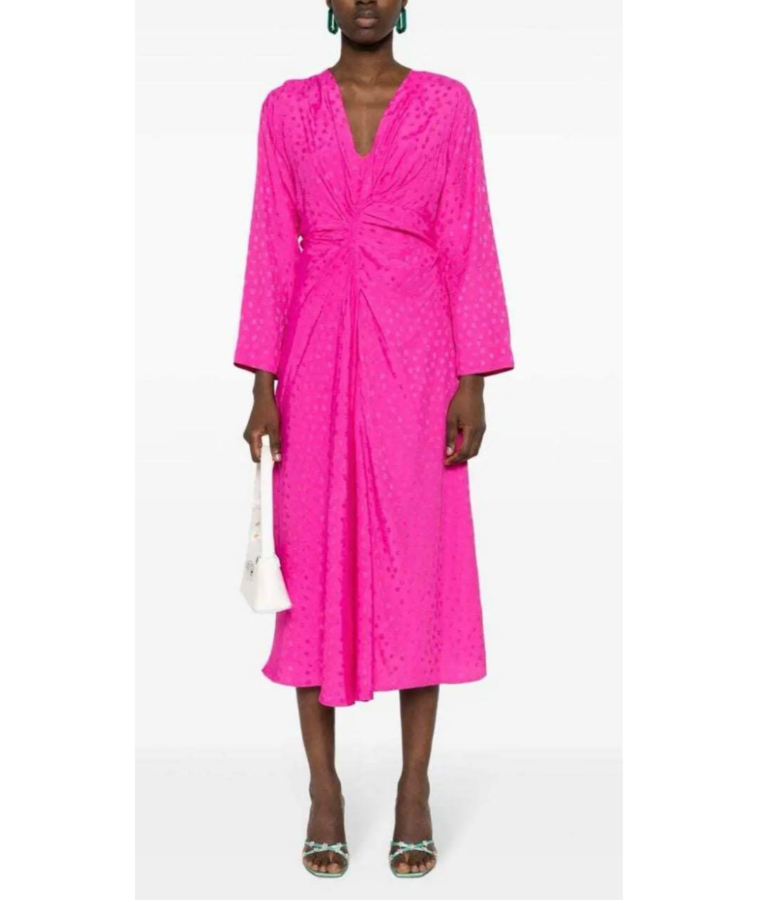 SANDRO Фуксия вискозное повседневное платье, фото 7