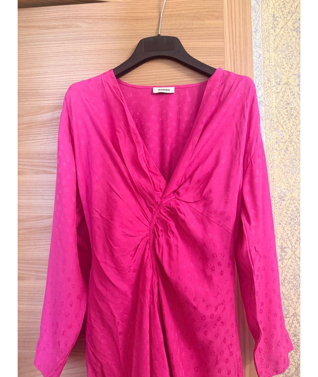 SANDRO Фуксия вискозное повседневное платье, фото 3