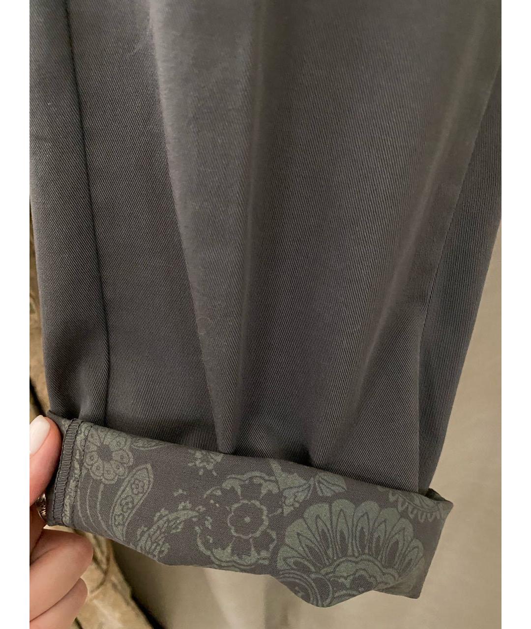 ETRO Антрацитовые хлопко-эластановые брюки чинос, фото 7