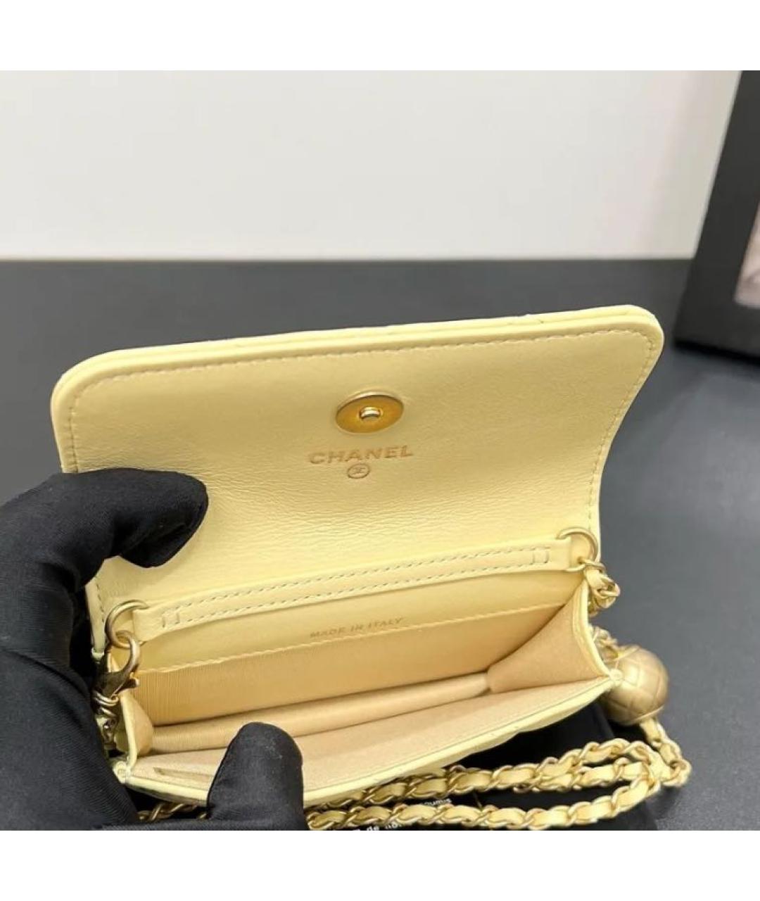 CHANEL Желтая кожаная сумка через плечо, фото 5