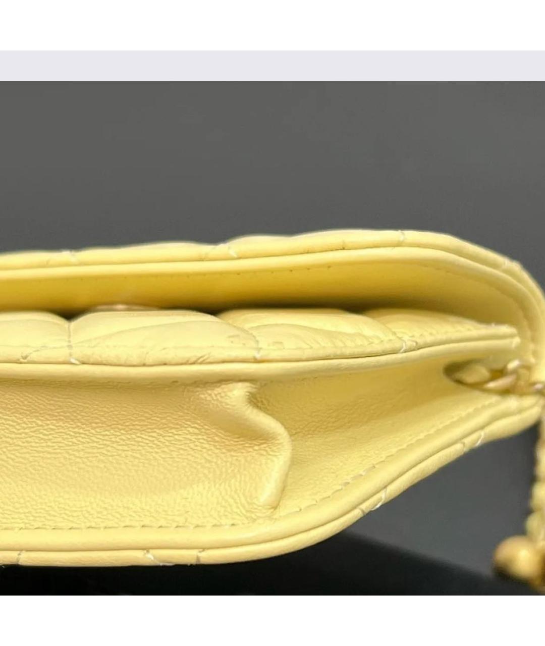 CHANEL Желтая кожаная сумка через плечо, фото 6