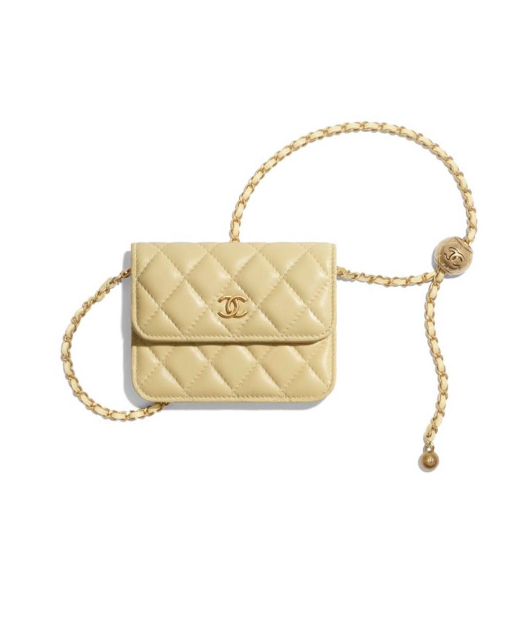 CHANEL Желтая кожаная сумка через плечо, фото 9