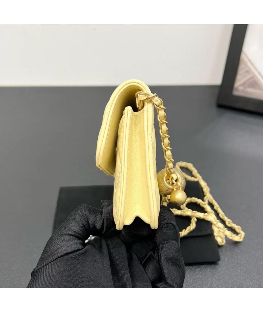 CHANEL Желтая кожаная сумка через плечо, фото 4